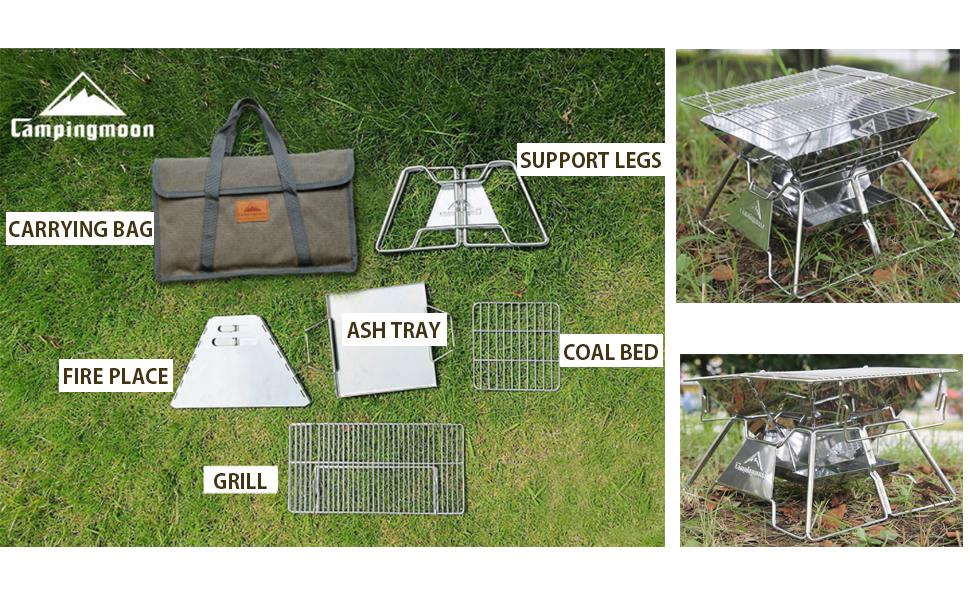 Campingmoon Portable Stainless Steel Camping Fire Pit (MT-2)