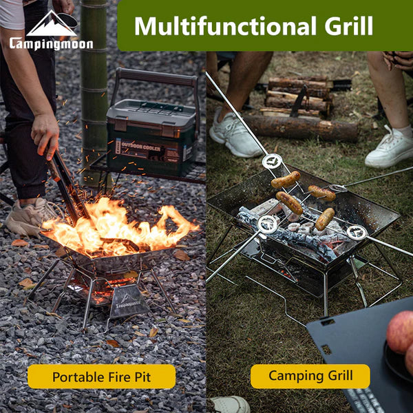 Campingmoon Portable Stainless Steel Camping Fire Pit(MT-3)