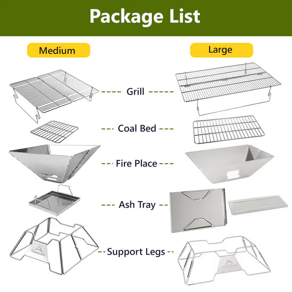 Campingmoon Portable Stainless Steel Camping Fire Pit(MT-3)