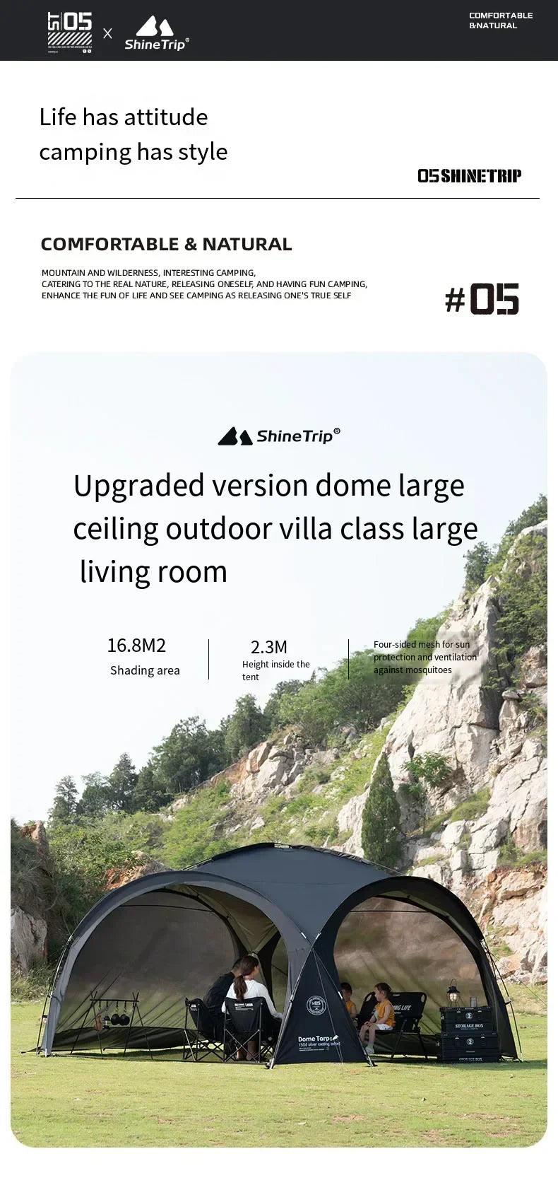 Shine Trip Large Dome Awning 4M×4M